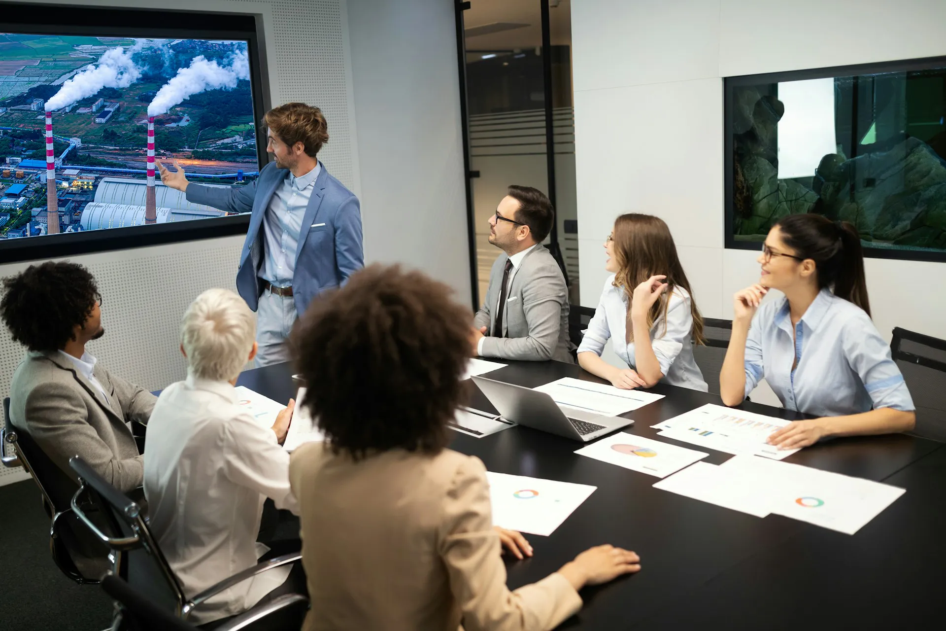 corporate meeting about carbon offset credits